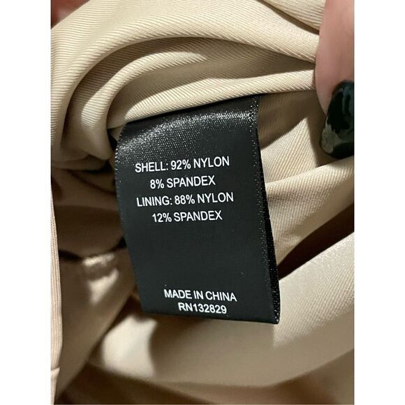 NWOT Michael Costello x REVOLVE Franky Mini Ruched Long Sleeve Nude Dress Medium - Picture 6 of 13